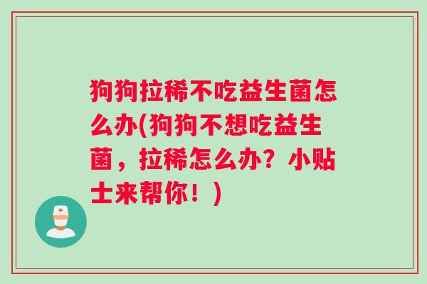 狗狗拉稀不吃益生菌怎么办(狗狗不想吃益生菌，拉稀怎么办？小贴士来帮你！)