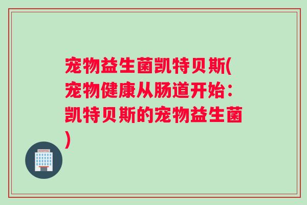 宠物益生菌凯特贝斯(宠物健康从肠道开始：凯特贝斯的宠物益生菌)
