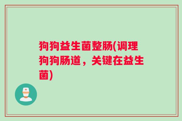 狗狗益生菌整肠(调理狗狗肠道，关键在益生菌)