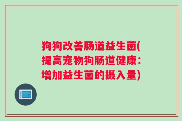 狗狗改善肠道益生菌(提高宠物狗肠道健康：增加益生菌的摄入量)