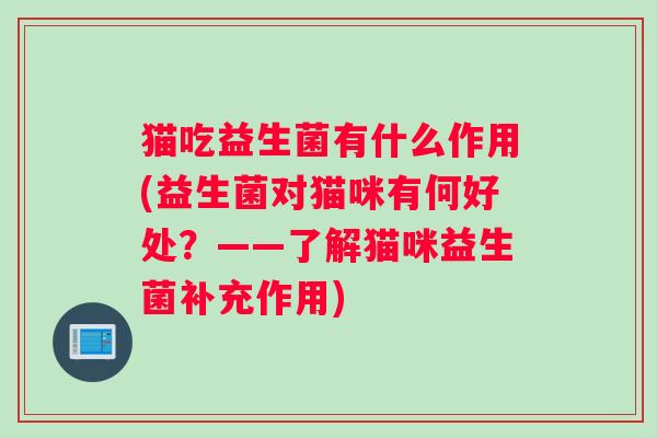 猫吃益生菌有什么作用(益生菌对猫咪有何好处？——了解猫咪益生菌补充作用)