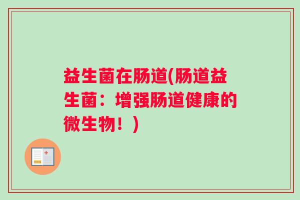 益生菌在肠道(肠道益生菌：增强肠道健康的微生物！)