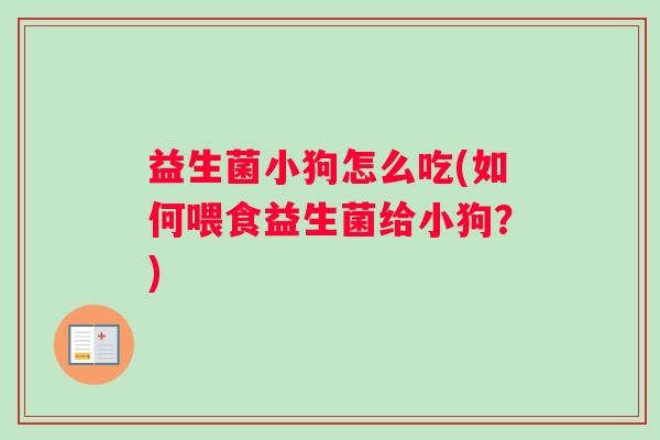 益生菌小狗怎么吃(如何喂食益生菌给小狗？)