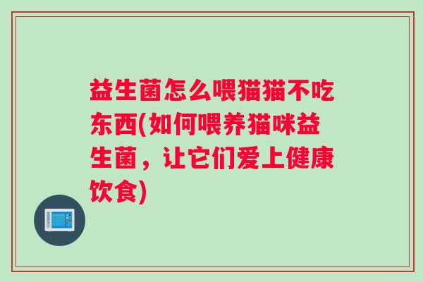 益生菌怎么喂猫猫不吃东西(如何喂养猫咪益生菌，让它们爱上健康饮食)