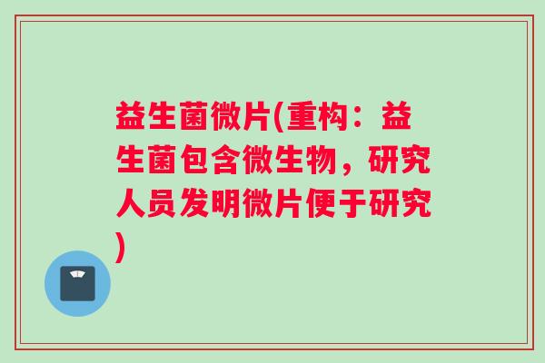 益生菌微片(重构：益生菌包含微生物，研究人员发明微片便于研究)