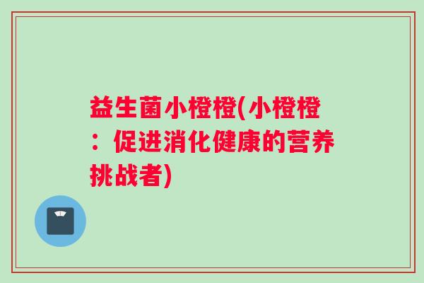 益生菌小橙橙(小橙橙：促进消化健康的营养挑战者)
