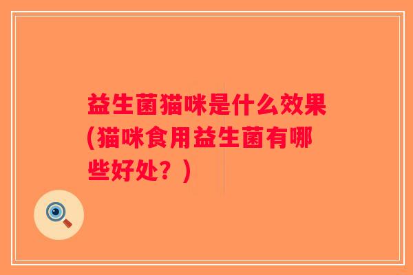 益生菌猫咪是什么效果(猫咪食用益生菌有哪些好处？)