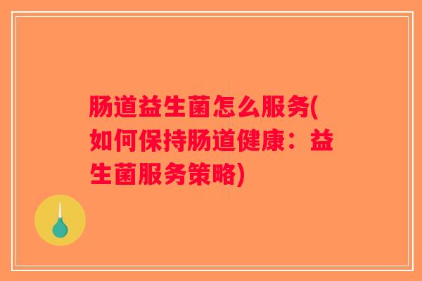 肠道益生菌怎么服务(如何保持肠道健康：益生菌服务策略)