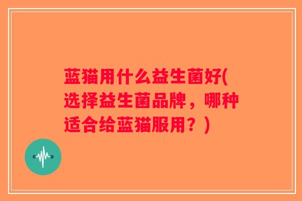 蓝猫用什么益生菌好(选择益生菌品牌，哪种适合给蓝猫服用？)