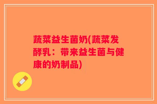 蔬菜益生菌奶(蔬菜发酵乳：带来益生菌与健康的奶制品)