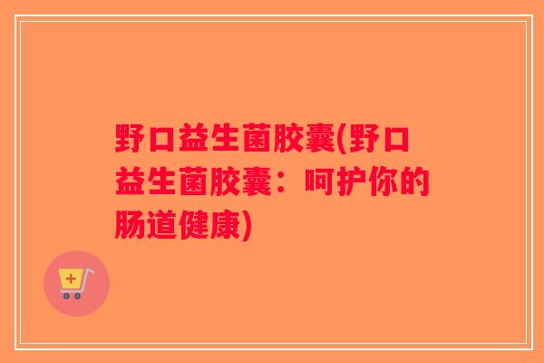 野口益生菌胶囊(野口益生菌胶囊：呵护你的肠道健康)