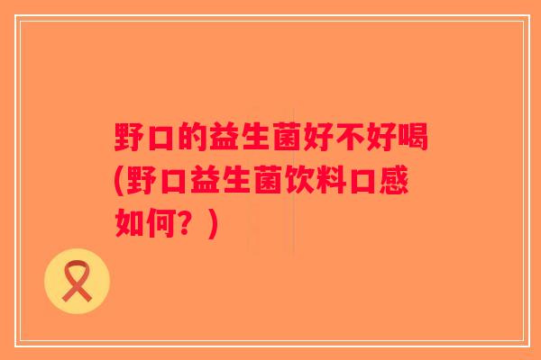 野口的益生菌好不好喝(野口益生菌饮料口感如何？)