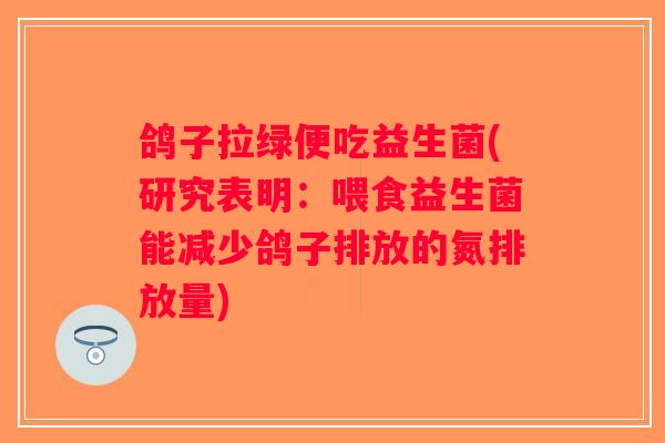 鸽子拉绿便吃益生菌(研究表明：喂食益生菌能减少鸽子排放的氮排放量)