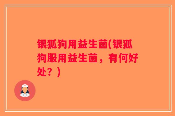 银狐狗用益生菌(银狐狗服用益生菌，有何好处？)
