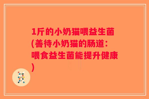 1斤的小奶猫喂益生菌(善待小奶猫的肠道：喂食益生菌能提升健康)
