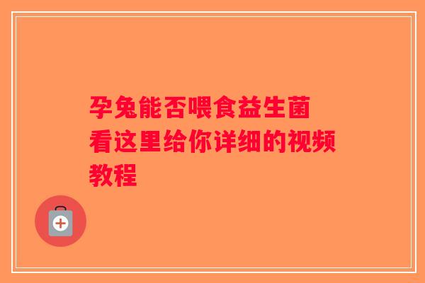孕兔能否喂食益生菌 看这里给你详细的视频教程