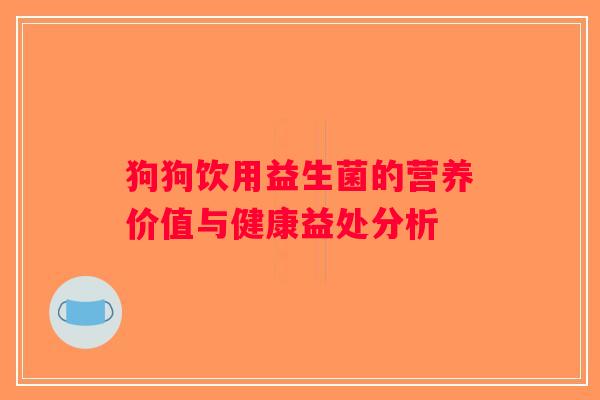 狗狗饮用益生菌的营养价值与健康益处分析