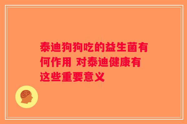 泰迪狗狗吃的益生菌有何作用 对泰迪健康有这些重要意义