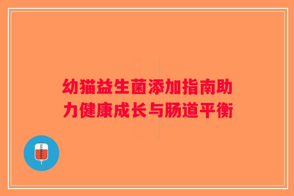 幼猫益生菌添加指南助力健康成长与肠道平衡