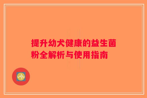 提升幼犬健康的益生菌粉全解析与使用指南