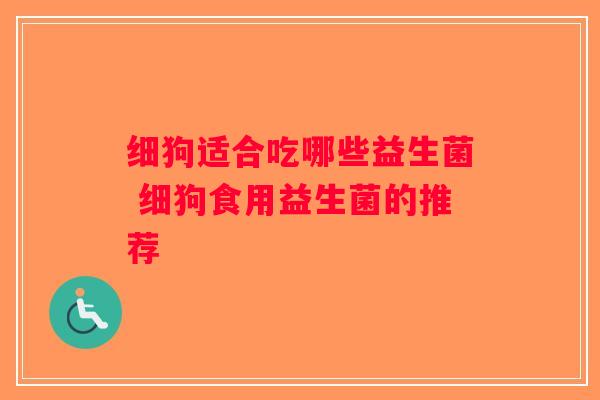 细狗适合吃哪些益生菌 细狗食用益生菌的推荐