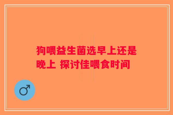 狗喂益生菌选早上还是晚上 探讨佳喂食时间