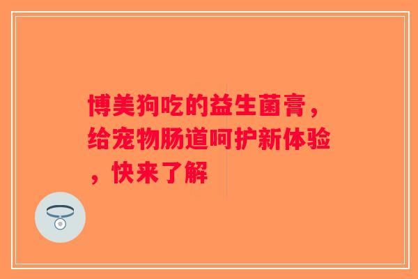 博美狗吃的益生菌膏，给宠物肠道呵护新体验，快来了解
