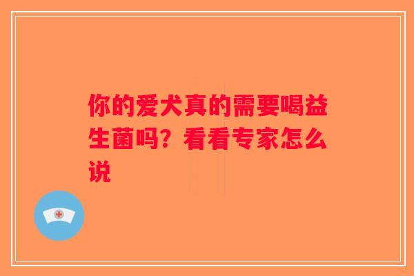 你的爱犬真的需要喝益生菌吗？看看专家怎么说