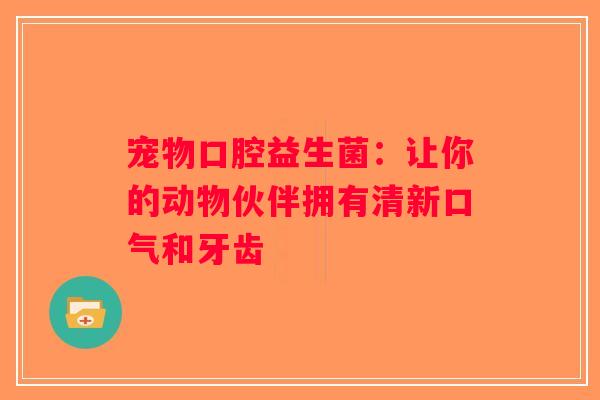 宠物口腔益生菌：让你的动物伙伴拥有清新口气和牙齿