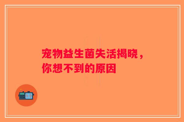 宠物益生菌失活揭晓，你想不到的原因