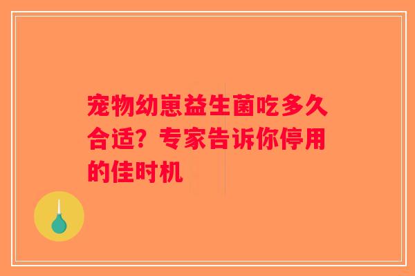 宠物幼崽益生菌吃多久合适？专家告诉你停用的佳时机
