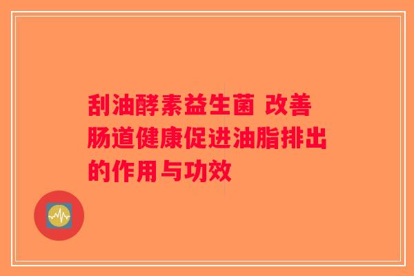 刮油酵素益生菌 改善肠道健康促进油脂排出的作用与功效